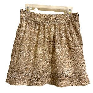 Ann Taylor Loft Mini Skirt Brown and Cream Print Fully Lined Size 0